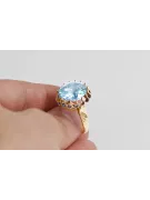 Aquamarine 8-кактовое желтое золото Кольцо Винтаж vrc035x-aq Art Deco Советский винтажный стиль украшений Ар-деко